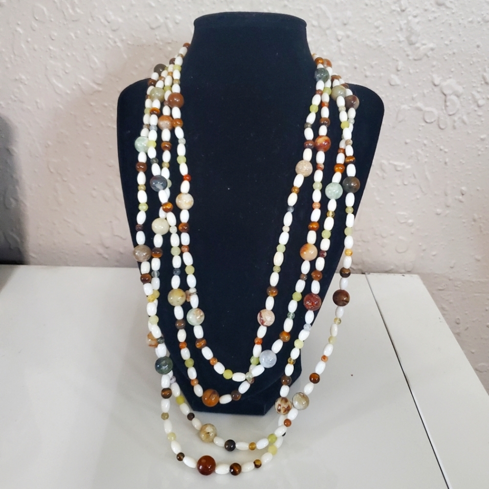 Jay King DTR Mine Finds Mix Stones   Necklace Long 49 "Single Strand Sterling